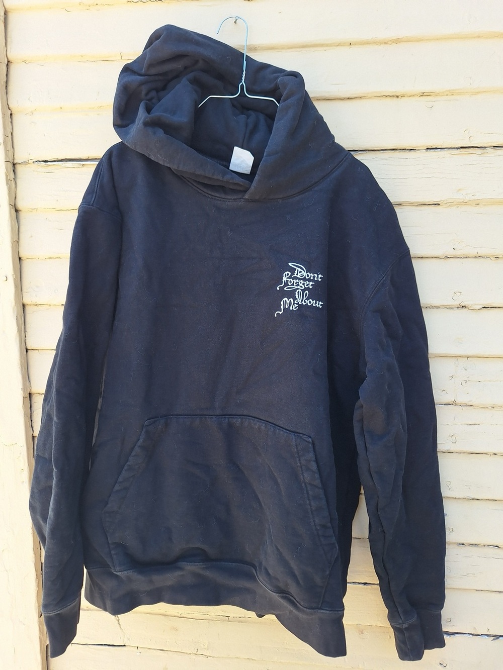 Black Graphic Hoodie with White Chest Script